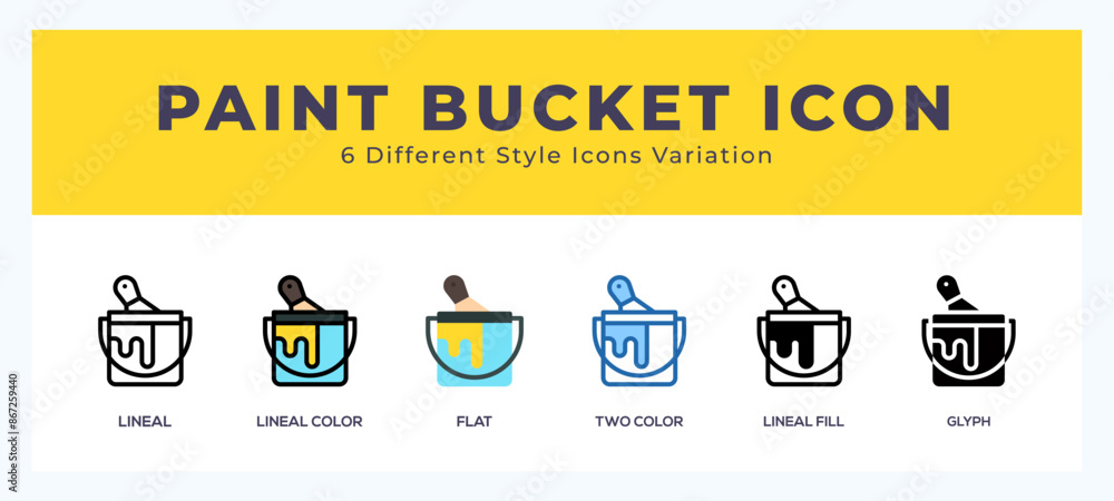 Poster paint bucket set of simple icons great for web. app. presentation and more.