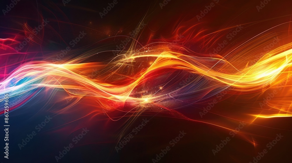 Poster abstract background with flowing lines and light effects, symbolizing innovation.