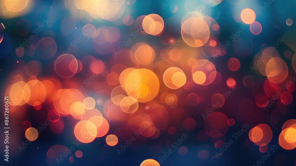Poster abstract bokeh background with colorful, blurred circles of light.
