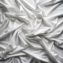 Obraz premium Texture with crumpled white silk fabric, top view. 