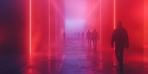 Futuristic tunnel with abstract blurred background, colorful speed motion, cinematic effect, high resolution digital photography