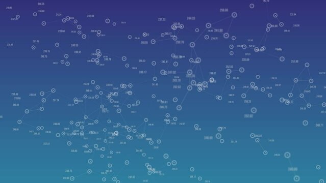 Numbers Connected Dots. Algorithms Data Structures Concept plexus geometrical background moving lines, numbers and dots. network. Plexus animation, technology, science. Cyber Space Binary code