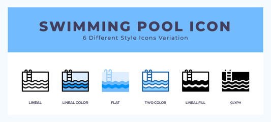 Swimming pool icon set pack vector illustration.