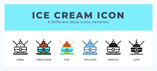 Ice cream icon set. Design elements for logo