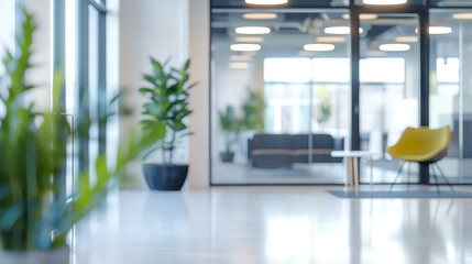 Blurred image of modern office blur effect background concept to use in the background The color tone of the picture has sunlight.
