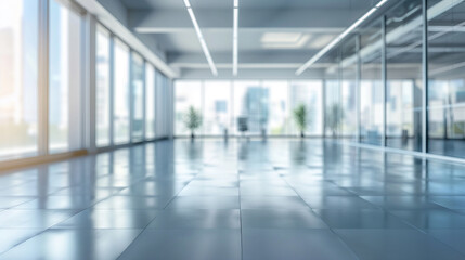 Blurred image of modern office blur effect background concept to use in the background The color tone of the picture has sunlight.