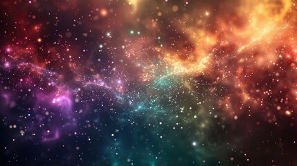 Naklejka premium Abstract galaxy cluster with colorful stars and cosmic dust.