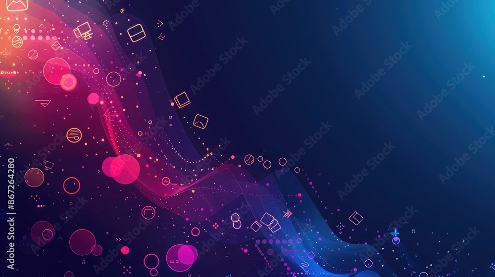 Poster abstract modern background with business icons and subtle gradients.