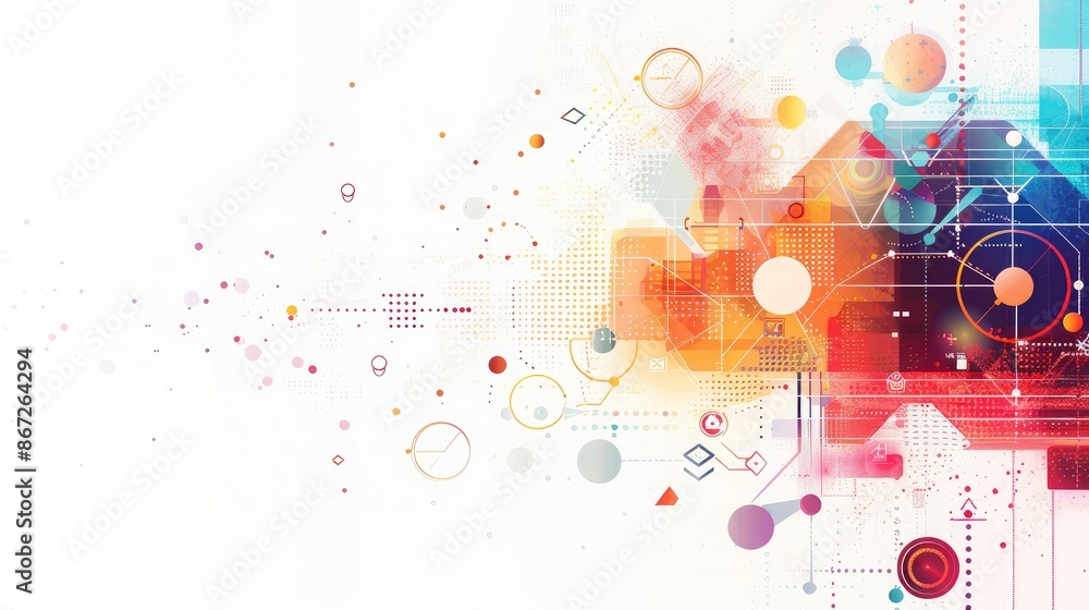 Poster abstract modern background with business icons and subtle gradient