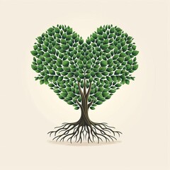 Naklejka premium Heartfelt Connection Tree with Root Heart Shape Sketch