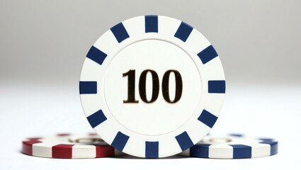 create an image of a single white dollar poker chip background