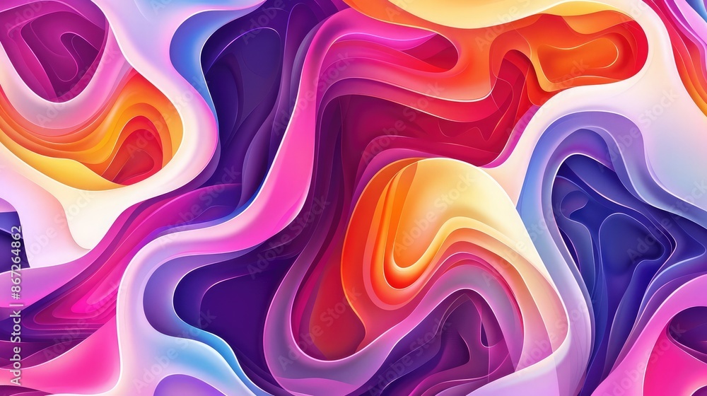 Poster abstract pattern with colorful, irregular shapes and smooth gradients.