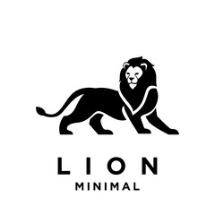 Lion logo icon design illustration black and white