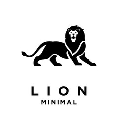 Lion logo icon design illustration black and white