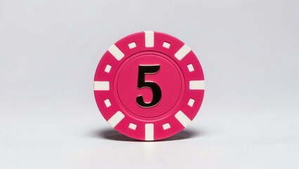 create an image of a single pink dollar poker chip on background