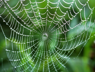 Naklejka premium spider web with dew drops