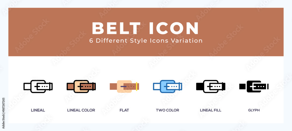 Aufkleber belt vector icon. with different styles vector illustration.