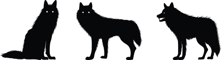 wolf silhouette isolated on transparent background, vector design