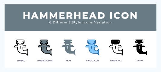 Hammerhead set of vector icon. For web. and mobile app