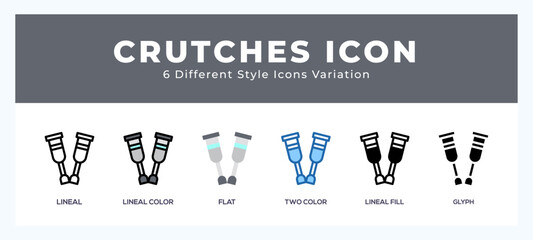 Crutches icons set of simple vector illustration.