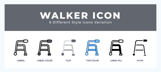 Walker pack of icons. vector illustration.