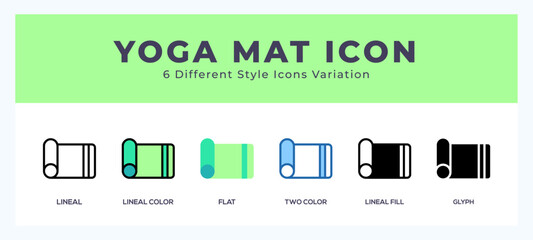 Yoga mat icon symbol. logo illustration with different styles