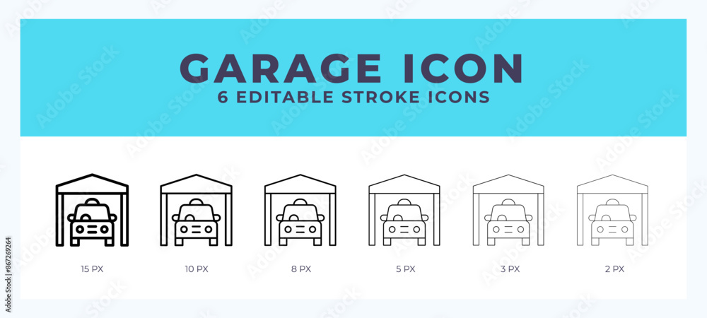 Aufkleber garage stroke icon for web. mobile apps and ui.