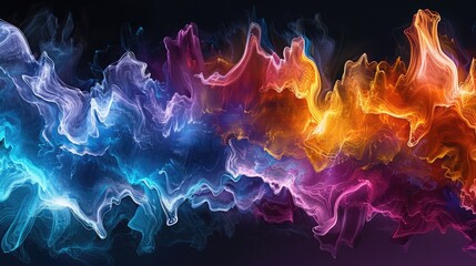Fototapeta premium Abstract visualization of sound waves with vibrant colors and fluid patterns.