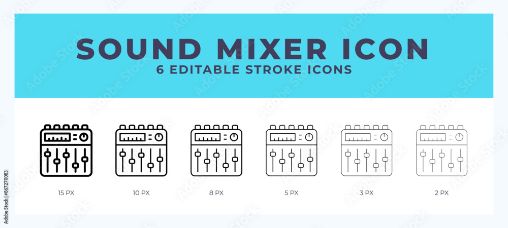 Poster sound mixer line icon. for web. and mobile app. vector illustration.