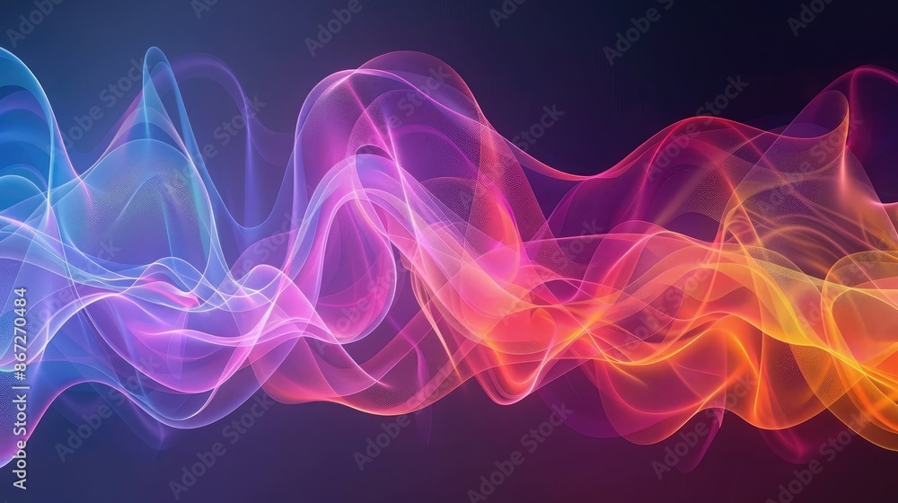 Poster colorful, abstract waveforms blending smoothly into each other.