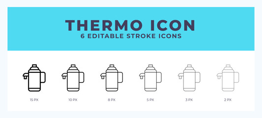 Thermo icon symbol. Logo illustration thin line. Bold line vector icons. Editable stroke