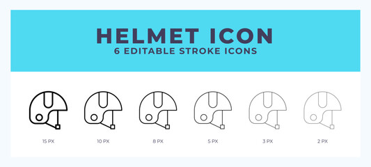 Helmet icon vector for web. And mobile app. Editable stroke outline icon.