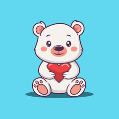 Cute bear holding heart cartoon vector illustration