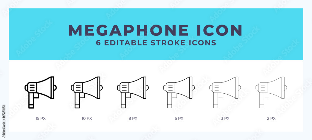 Poster megaphone icon set with different stroke. vector illustration with editable stroke.