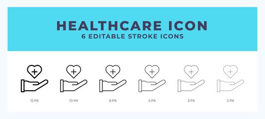 Healthcare icon. Editable stroke line icon vector illustration.