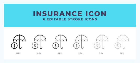 Insurance line icon with different stroke. Vector illustration.