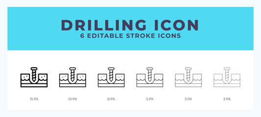 Drilling icon symbol. Isolated. Vector illustration with editable stroke.