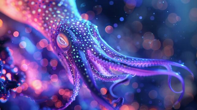 Holographic Deep Sea Expedition Explore a deepsea environment in D with D holographic creatures like giant squids and anglerfish illuminating their surroundings with biolumin