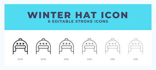 Winter hat line icon. Vector icon symbol. Logo illustration. Editable line icon.