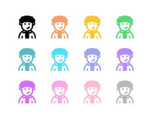 Editable person with curly hair avatar vector icon. User, profile, identity, persona. Part of a big icon set family. Perfect for web and app interfaces, presentations, infographics, etc