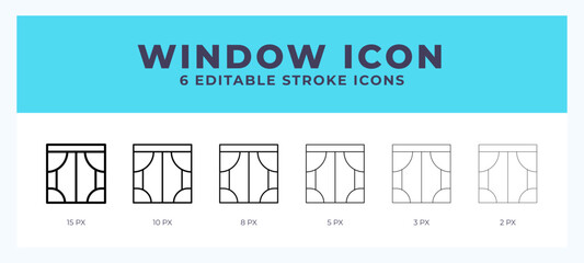 Window lineal icon symbol vector. Black outline for web. App. Presentation and more.