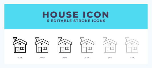 House icon with different stroke. Vector illustration.