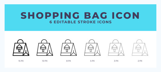 Christmas bag line icon illustrations with editable strokes.
