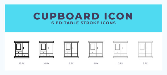 Cupboard icon illustration vector with editable stroke.