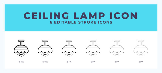 Ceiling lamp icon symbol. Logo illustration thin line. Bold line vector icons. Editable stroke