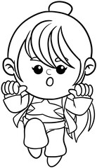 Illustration of Cartoon singer rockstar woman Dream Career and Inspiration for Coloring page