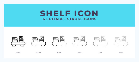 Shelf line icon with different stroke. Vector illustration.