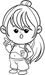 Illustration of Cartoon singer rockstar woman Dream Career and Inspiration for Coloring page