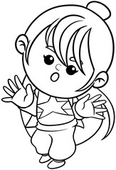 Illustration of Cartoon singer rockstar woman Dream Career and Inspiration for Coloring page