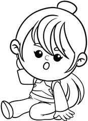 Illustration of Cartoon singer rockstar woman Dream Career and Inspiration for Coloring page